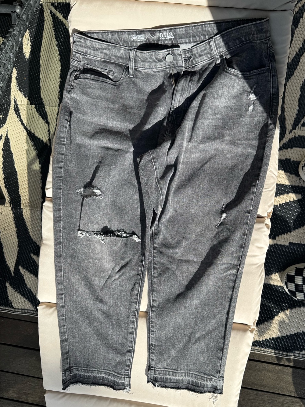 a.n.a Distressed Gray Straight Ankle Jeans